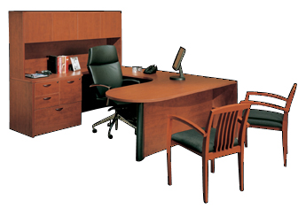 Cherryman U Desk Traditional office furniture, with bookcase and lateral files, desk hutch and more all the options.