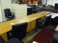 Used Office Desks HON Oak laminate Credenza w/wood trim