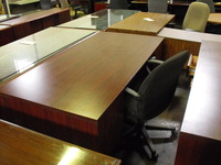 Office Desks Laminate desk-credenza set